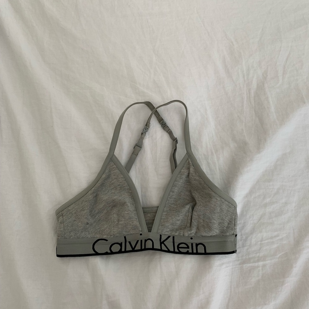 gray calvin klein triangle bralette